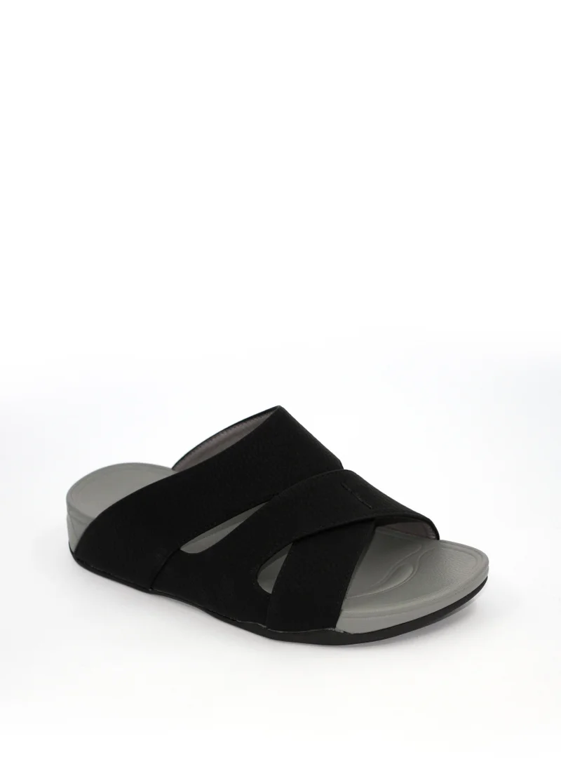 جيومني Ian1 Traditional Arabic Sandals for Men – Comfortable Leather Slip-On Design – Perfect for Everyday Wear & Occasions -Black