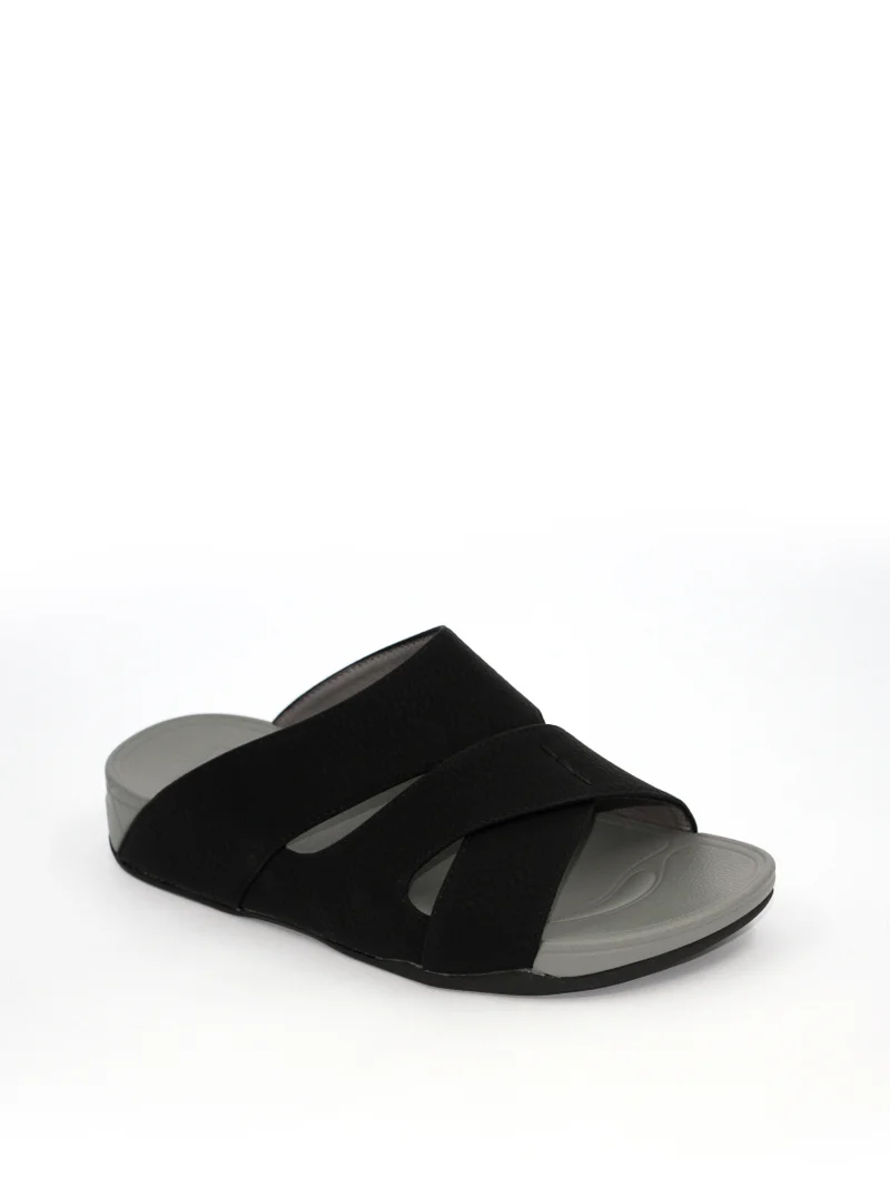 Geoomnii Ian1 Traditional Arabic Sandals for Men – Comfortable Leather Slip-On Design – Perfect for Everyday Wear & Occasions -Black