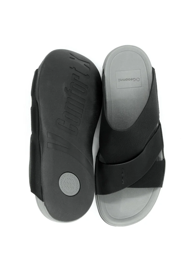 Geoomnii Ian1 Traditional Arabic Sandals for Men – Comfortable Leather Slip-On Design – Perfect for Everyday Wear & Occasions -Black