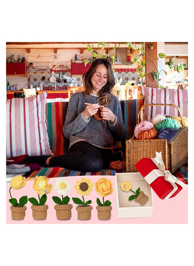 KASTWAVE - Crochet Kit for Beginners 6 Pcs Potted Flowers Kit for Beginers and Experts Detailed Course Materials for Complete Beginers with Step-by-Step Video Tutorials - Image 1