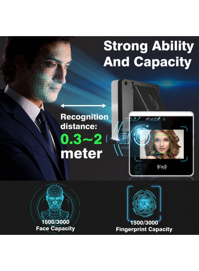 TransWorld EN-K7 Face Recognition & Card Time Attendance Machine with 3.5 Inch Display & TCP/IP Network - Image 3