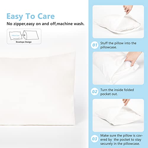 TILLYOU Toddler Pillowcase 2 Pack with Envelope Closure,13" x 18" Silky Soft Microfiber Travel Kids Pillow Cases for Boys and Girls,Pure White - Image 5