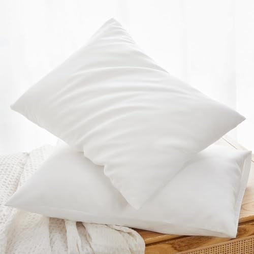 TILLYOU Toddler Pillowcase 2 Pack with Envelope Closure,13" x 18" Silky Soft Microfiber Travel Kids Pillow Cases for Boys and Girls,Pure White - Image 1