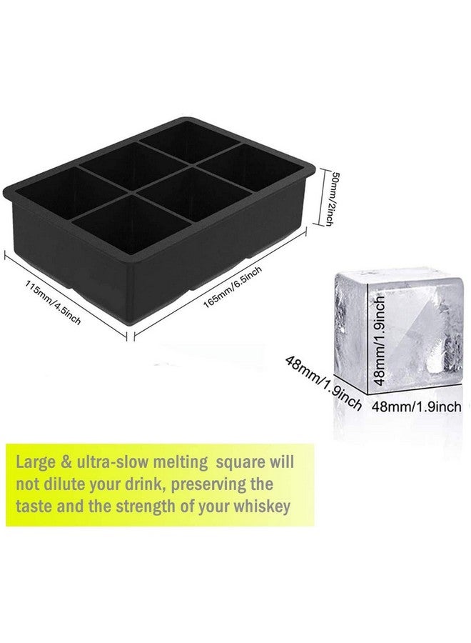 DENSITY COLLECTION Ice Cube Tray Silicone Ice Cube Tray Big Size Ice Cube Molds for Whiskey&Cocktails,Keep Drinks Chilled,Reusable & BPA Free Size (4.5 x 6.5Inch,Cube -2 x 2 Inch)(Square 6 Grid Tray) - Image 2