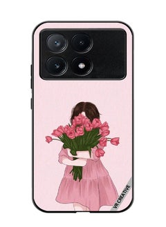 VR CREATIVE Protective Case Cover For Xiaomi Poco X6 Pro Girl Hugging Bouquet Design Multicolour  - Image 1