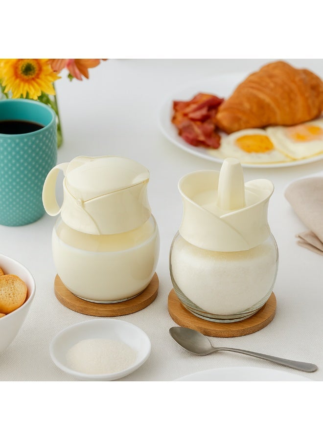 كيوليكس آيديز طقم سكرية وابريق حليب زجاج للتقديم والضيافة والمطبخ - Image 3