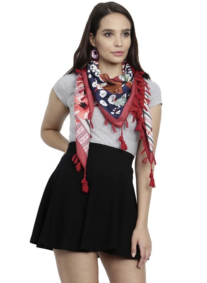 FabSeasons Cotton Floral Printed Soft & Stylish Square Scarf/Scarves, Shawl and Stoles for Women, Size - 110 * 110 cms - Image 1