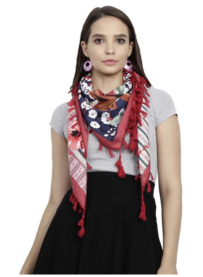 FabSeasons Cotton Floral Printed Soft & Stylish Square Scarf/Scarves, Shawl and Stoles for Women, Size - 110 * 110 cms - Image 2