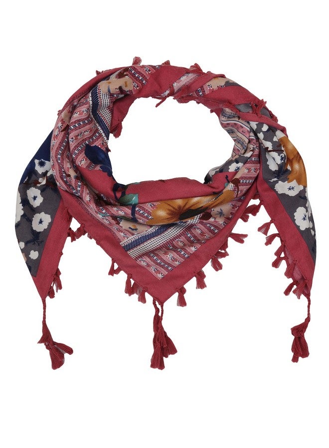 FabSeasons Cotton Floral Printed Soft & Stylish Square Scarf/Scarves, Shawl and Stoles for Women, Size - 110 * 110 cms - Image 4