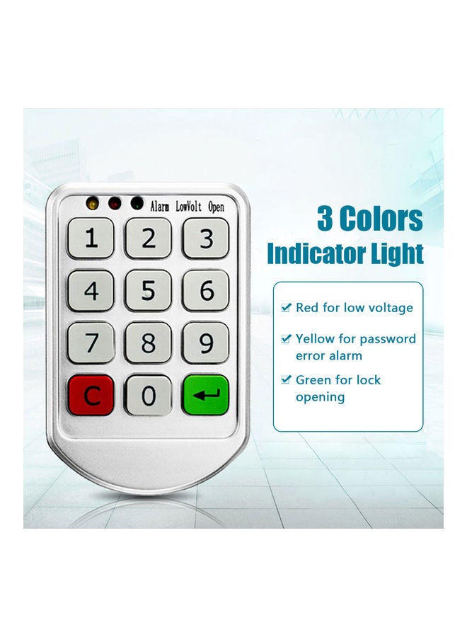 Electronic Cabinet Lock Keypad Silver 12.50x5.70x7.20cm - Image 3
