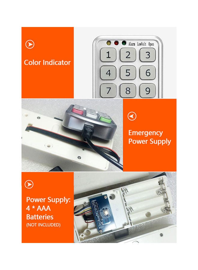 Electronic Cabinet Lock Keypad Silver 12.50x5.70x7.20cm - Image 2