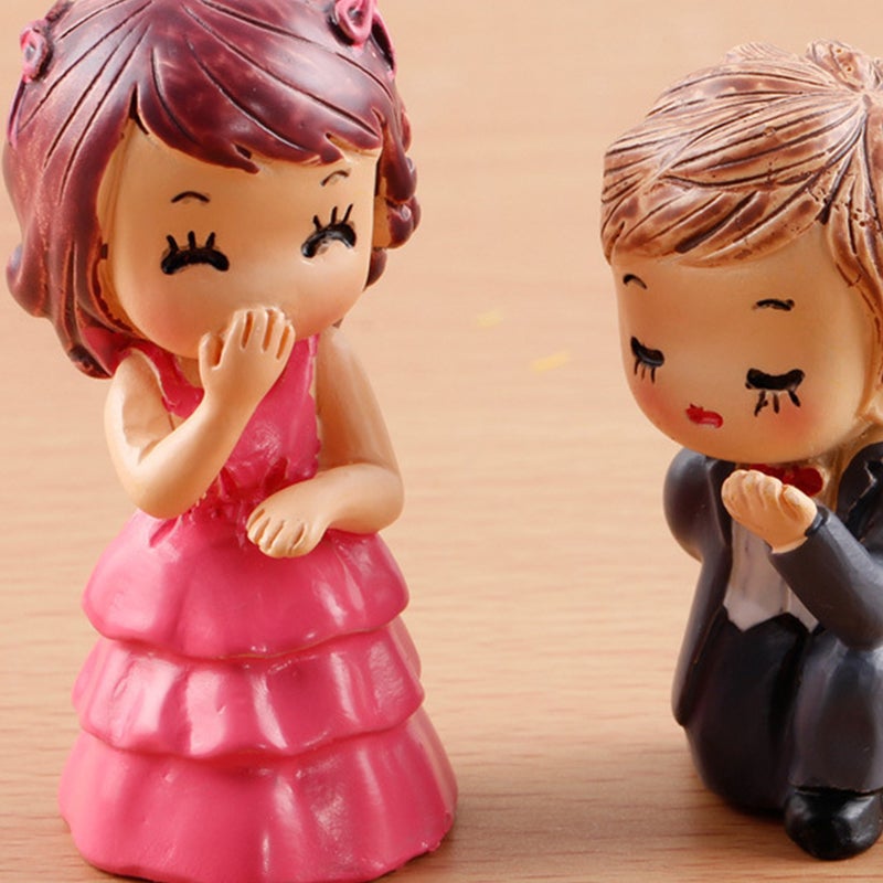 2 Pairs Miniature Couples Adornment Landscape Ornaments for Mini Garden Desktop Decoration (Resin, ) - Image 2