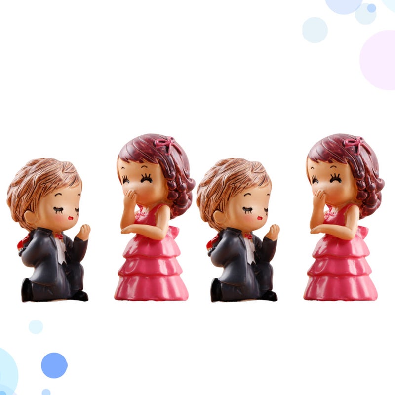 2 Pairs Miniature Couples Adornment Landscape Ornaments for Mini Garden Desktop Decoration (Resin, ) - Image 3