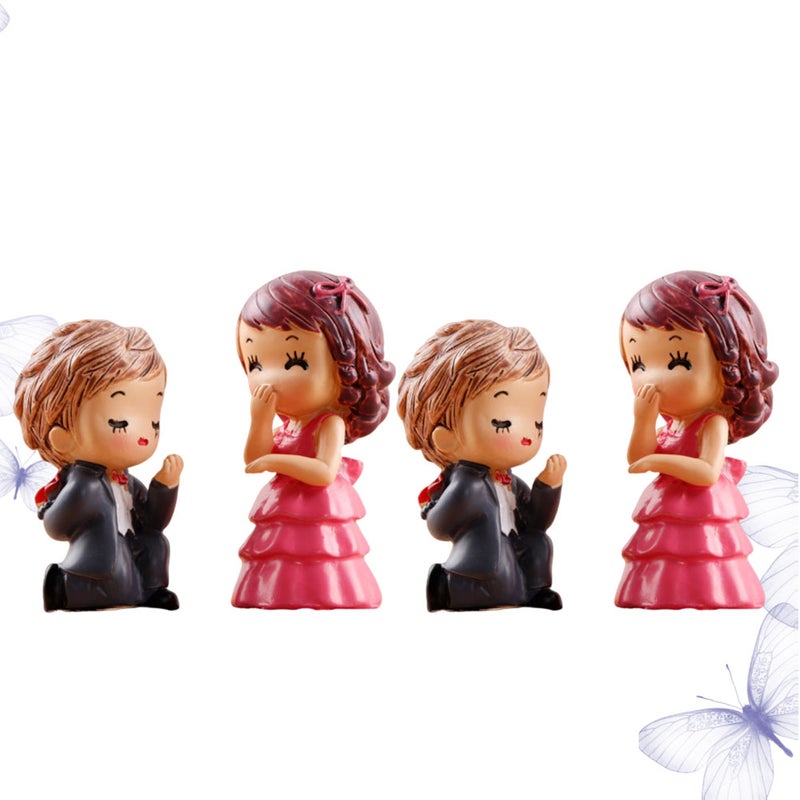 2 Pairs Miniature Couples Adornment Landscape Ornaments for Mini Garden Desktop Decoration (Resin, ) - Image 5