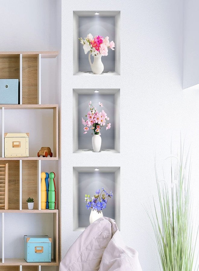 CNUSER 3D Wall Stickers DIY Flower Wall Decal Removable Waterproof Wall Art Decor for Bedroom Living Room Offices Home Decoration (Vase Daisy) - Image 2