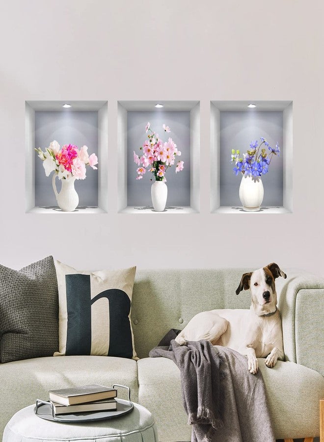CNUSER 3D Wall Stickers DIY Flower Wall Decal Removable Waterproof Wall Art Decor for Bedroom Living Room Offices Home Decoration (Vase Daisy) - Image 3