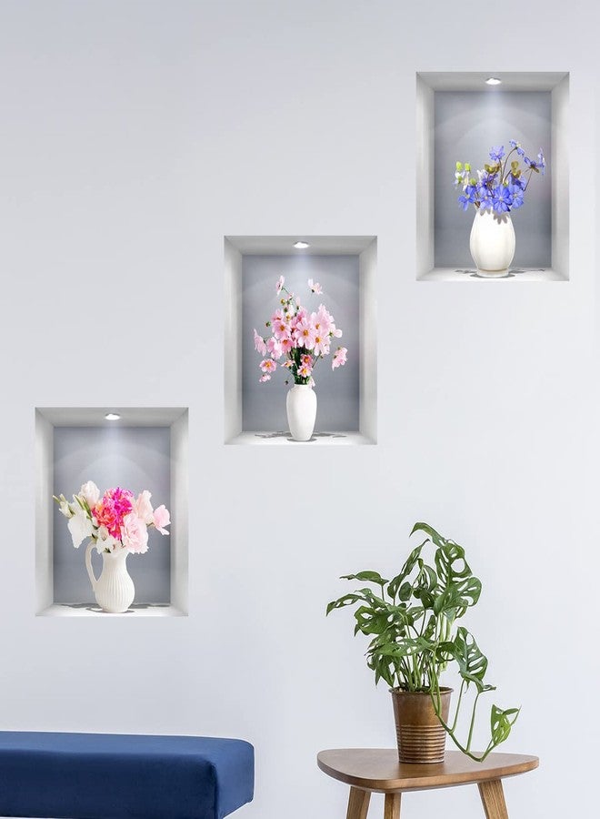 CNUSER 3D Wall Stickers DIY Flower Wall Decal Removable Waterproof Wall Art Decor for Bedroom Living Room Offices Home Decoration (Vase Daisy) - Image 1