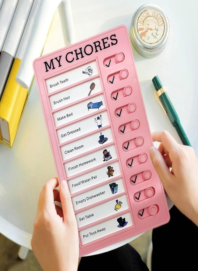 TANUVIN Chore Chart Memo Checklist Board Daily to Do List Planner Check for Kids Adults Multiple Items and Form Good Habit - (Pink-2 Board with 4 Sheet) - Image 2