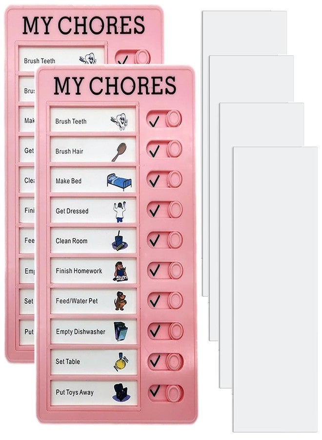TANUVIN Chore Chart Memo Checklist Board Daily to Do List Planner Check for Kids Adults Multiple Items and Form Good Habit - (Pink-2 Board with 4 Sheet) - Image 1