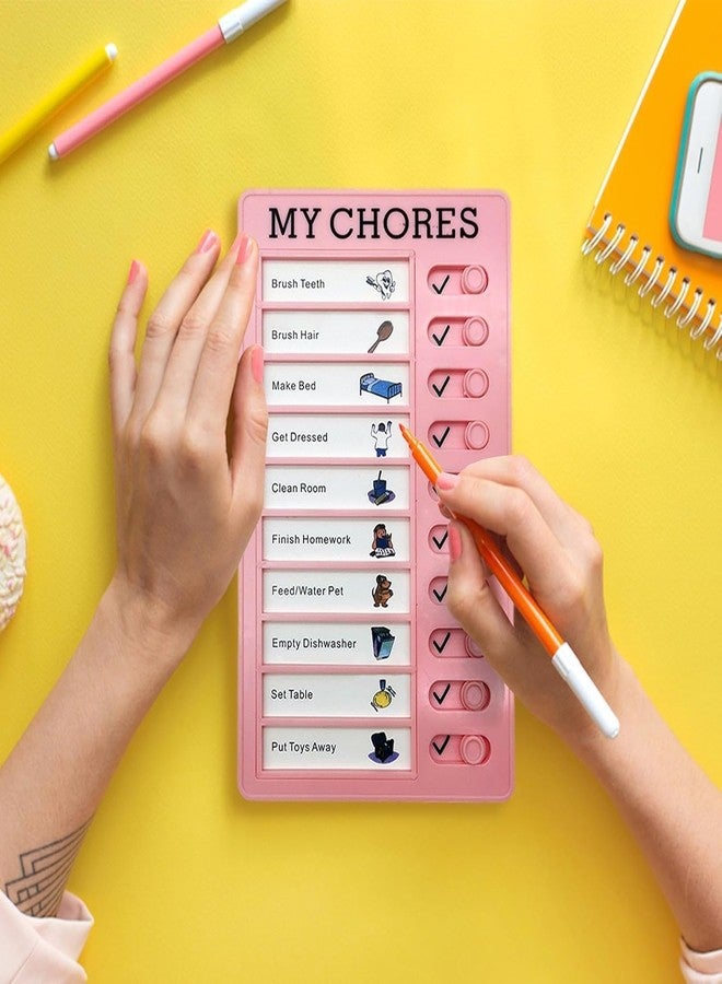 TANUVIN Chore Chart Memo Checklist Board Daily to Do List Planner Check for Kids Adults Multiple Items and Form Good Habit - (Pink-2 Board with 4 Sheet) - Image 4