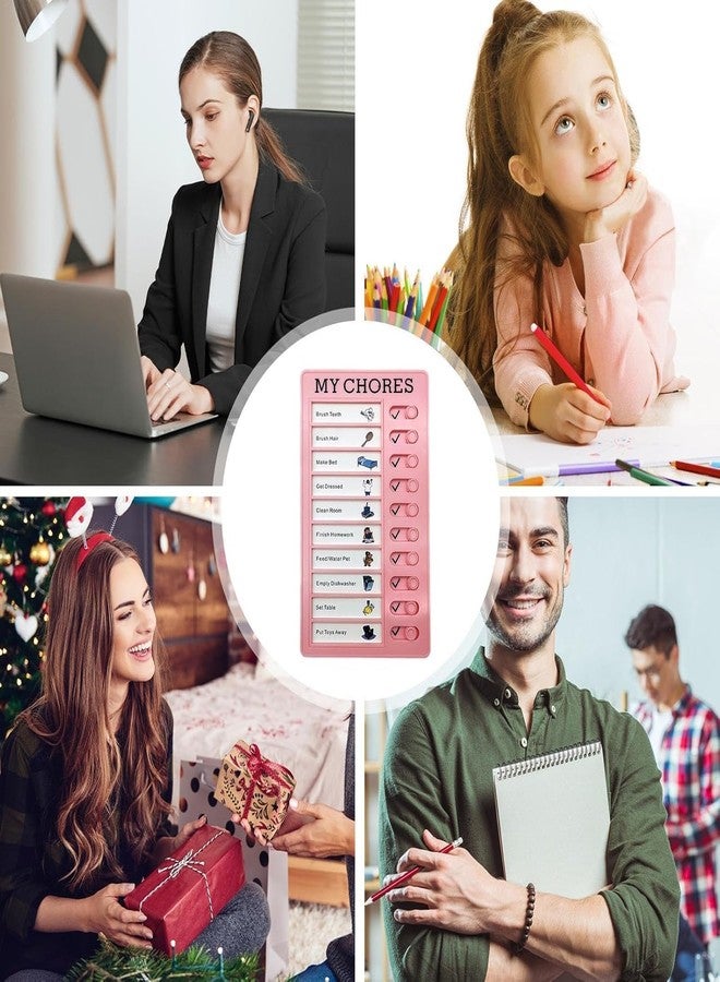 TANUVIN Chore Chart Memo Checklist Board Daily to Do List Planner Check for Kids Adults Multiple Items and Form Good Habit - (Pink-2 Board with 4 Sheet) - Image 5