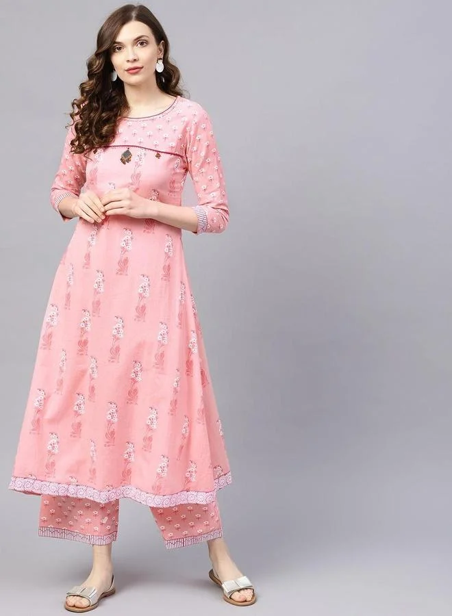 آي شين طقم كورتا بالازو إيشين بطبعة زهور أناركالي