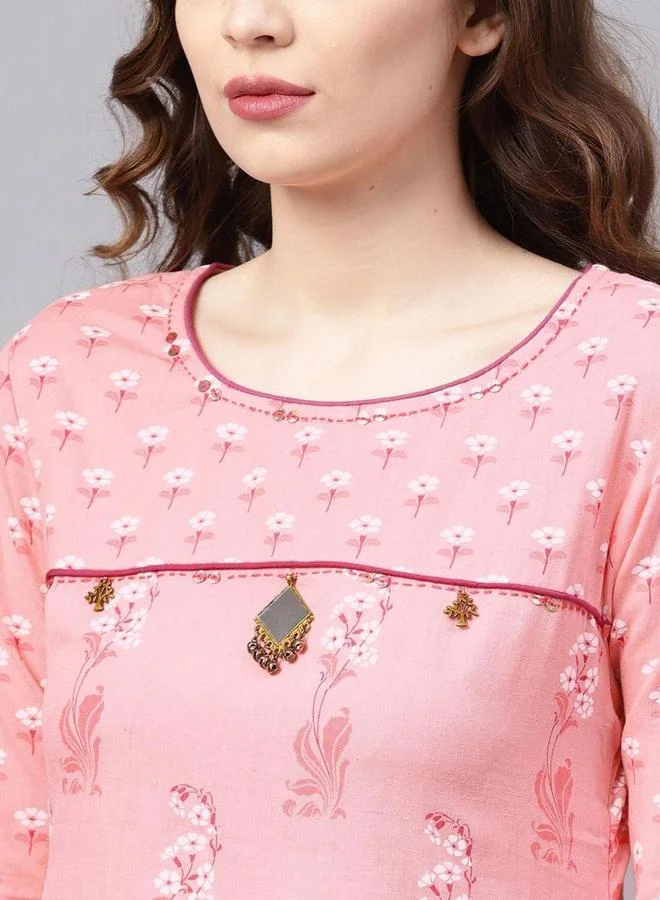 آي شين طقم كورتا بالازو إيشين بطبعة زهور أناركالي