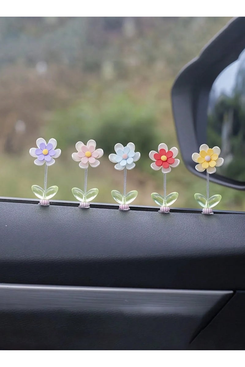 Car Decoration – Set of 5 Colorful Flower Ornaments to Add a Unique Touch to Your Car Interior Décor. - Image 5