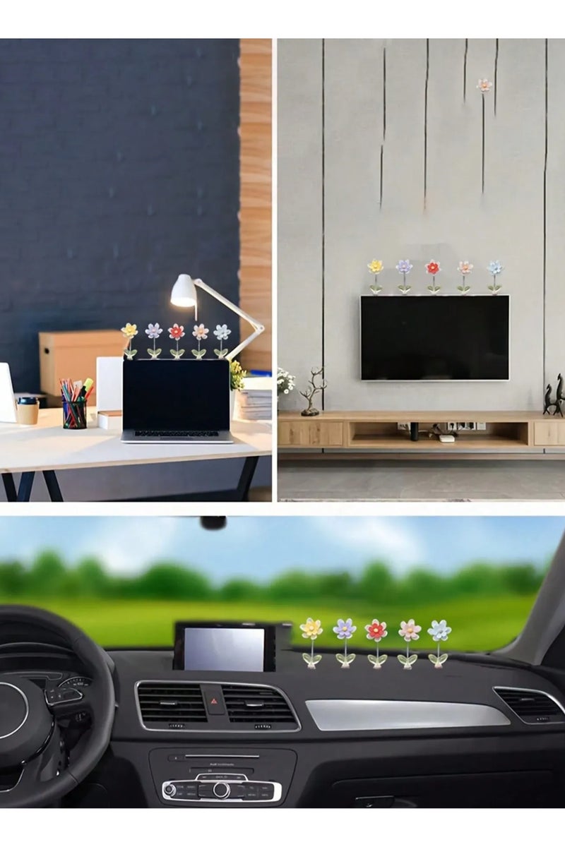Car Decoration – Set of 5 Colorful Flower Ornaments to Add a Unique Touch to Your Car Interior Décor. - Image 3