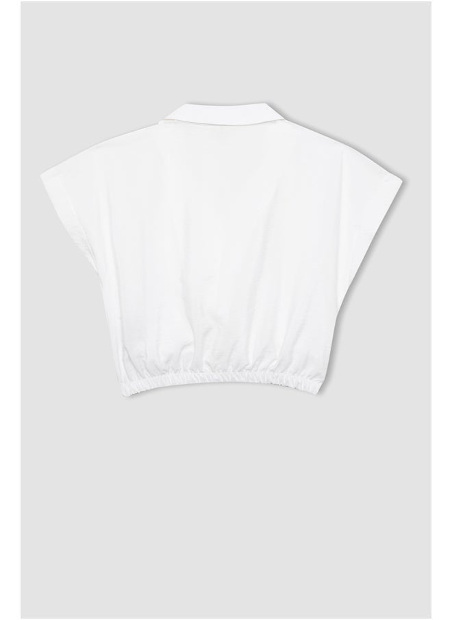 DeFacto - Girl Cropped Fit Woven Short Sleeve Shirt - Image 1