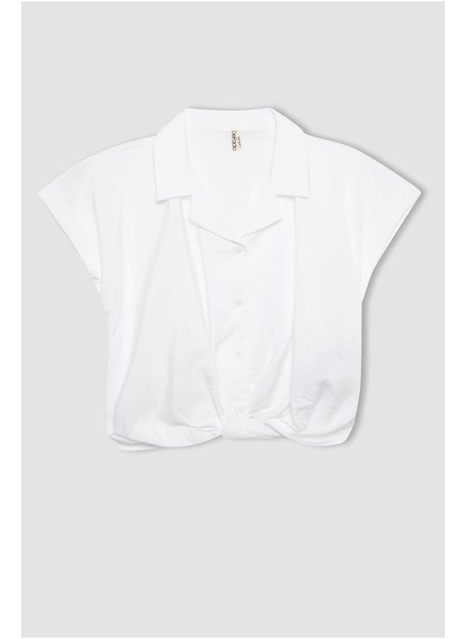 DeFacto - Girl Cropped Fit Woven Short Sleeve Shirt - Image 1