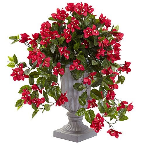 Nearly Natural Nearly Natural Bougainvillea Flowering Silk Plant with Decorative Urn UV Resistant IndoorOutdoor 