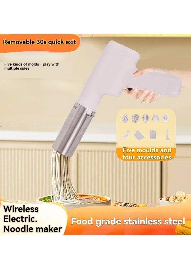 إم مياويان صانعة المعكرونة الكهربائية المحمولة، صانعة النقانق محلية الصنع، صانعة المعكرونة اللاسلكية 5 في 1 مع قوالب وقاطع المعكرونة، مصنوعة من الفولاذ المقاوم للصدأ 304 الآمن غذائيًا وسهل التنظيف. - Image 3