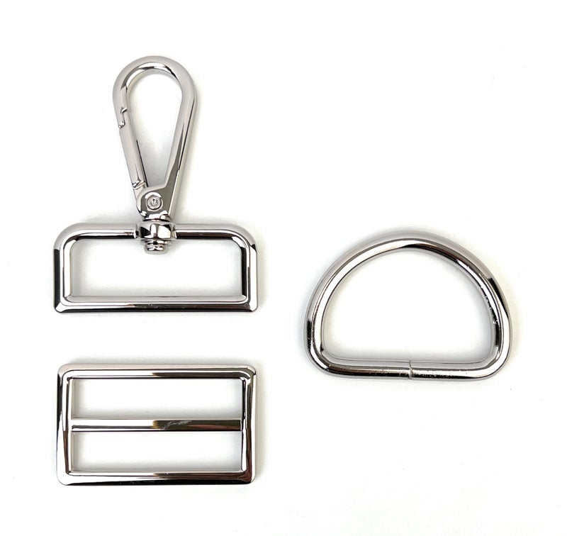 VersaKits 15 Pcs 1 Inch Purse Hardware Silver Heavy Duty Swivel Snap Hooks D Rings for Purse and Tri-glide Slide Buckles for Bag Straps Dog Collars Leash Lanyard - Image 1