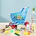 deAO Kids Shopping Cart Trolley for Groceries Toddlers 65 Food Fruit Vegetables Pretend Play Food Role Play Educational Toy Play Kitchen Toys Store Playset Blue - Image 4