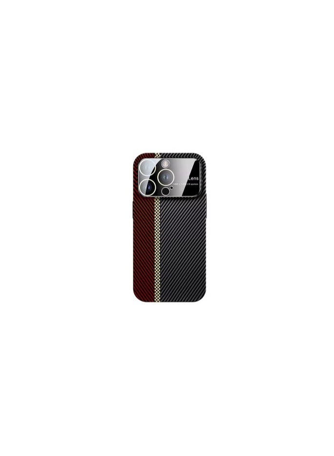 CATANES iPhone 14 Pro Carbon Case Large Window Camera Protection Unique Design Mixed Amazing Color Aramid Carbon Fiber Phone Case Red - Image 2
