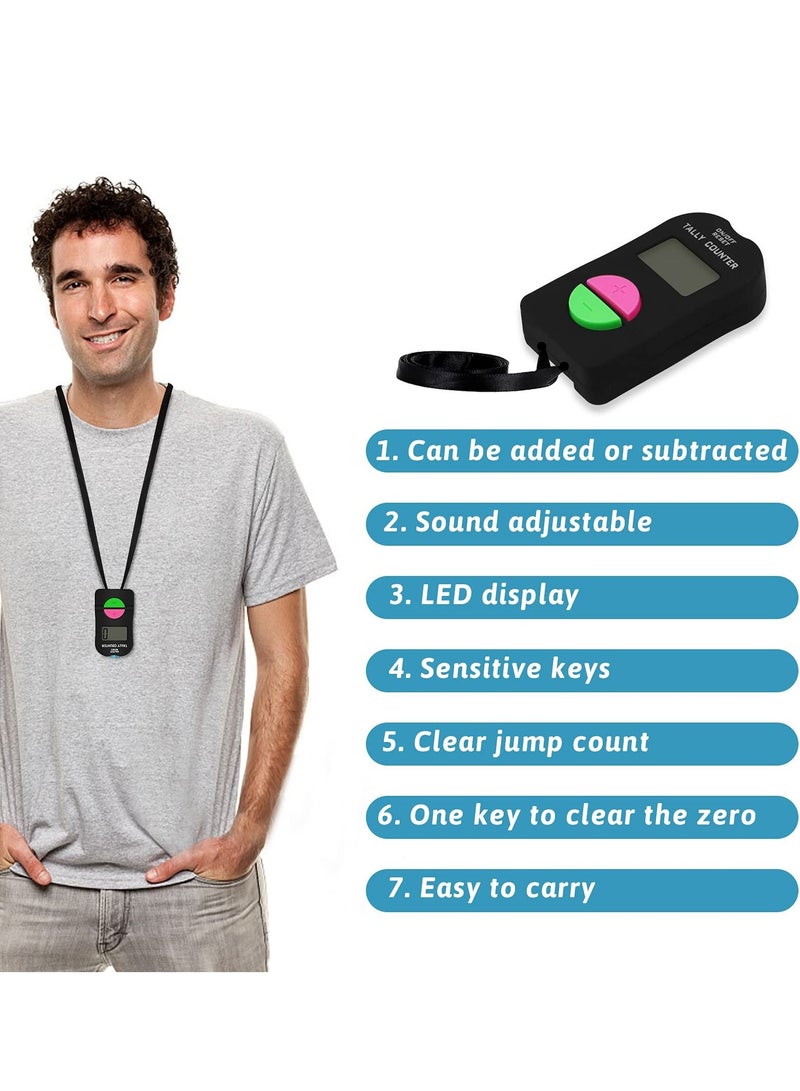 SYOSI 4 PCS Electronic Digital Hand Counter, Mini LCD Manual Clicker Counter, Golf Sport Counter, Electronic Adding, Subtracting Manual Clicker, Digital Hand Tally Counter(Black) - Image 2