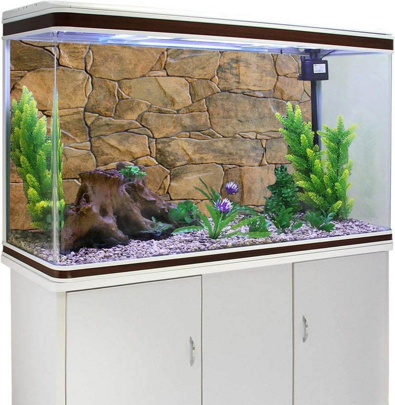 AWERT Stone Aquarium Background Rocky Fish Tank Background Rock Terrarium Background 36x18 inches Vinyl - Image 3