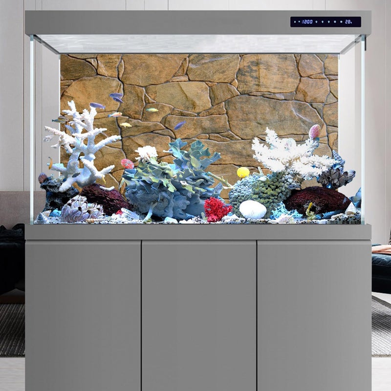 AWERT Stone Aquarium Background Rocky Fish Tank Background Rock Terrarium Background 36x18 inches Vinyl - Image 5