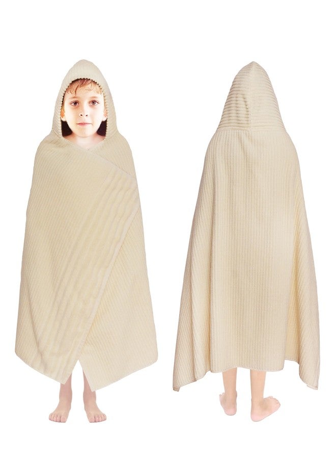 ORIGINAL KIDS Hooded Bath Towel Wrap - 100% Super Zero Twist Cotton - Large Oversized Hooded Kids Towel - Toddler Shower Pool Beach - Super Soft Absorbent Quick Dry - 30 x 52 inches - Banana Milkshake - Image 1