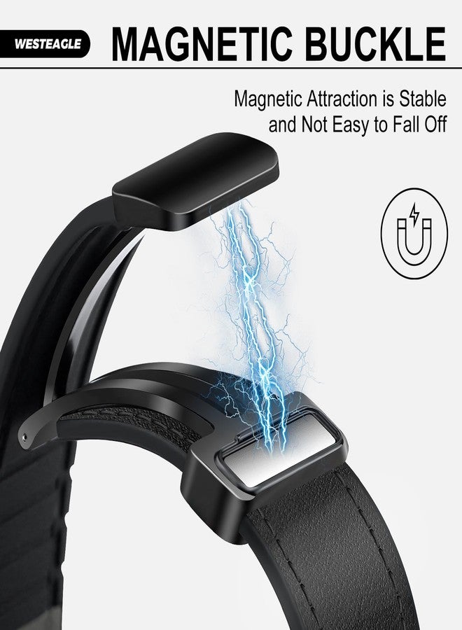 WestEagle أساور جلدية مغناطيسية من WestEagle متوافقة مع ساعات Apple Watch مقاسات 49 مم، 46 مم، 45 مم، 44 مم، 42 مم (S3/2/1) للرجال والنساء، مصنوعة من الجلد الطبيعي مع مشبك مغناطيسي لساعات iWatch Ultra 1/2/3 Series SE11/10/9/8/7/6/5/4/3/2/1 - Image 3