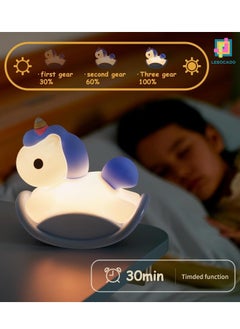 General Night Light for Kids Room Cute Unicorn Nightlight, Wireless Night Light with Touch Sensor USB Rechargeable, Soft Silicone Night Light Dimmable for Babby Nursery - Blue  - Image 2