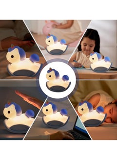 General Night Light for Kids Room Cute Unicorn Nightlight, Wireless Night Light with Touch Sensor USB Rechargeable, Soft Silicone Night Light Dimmable for Babby Nursery - Blue  - Image 5