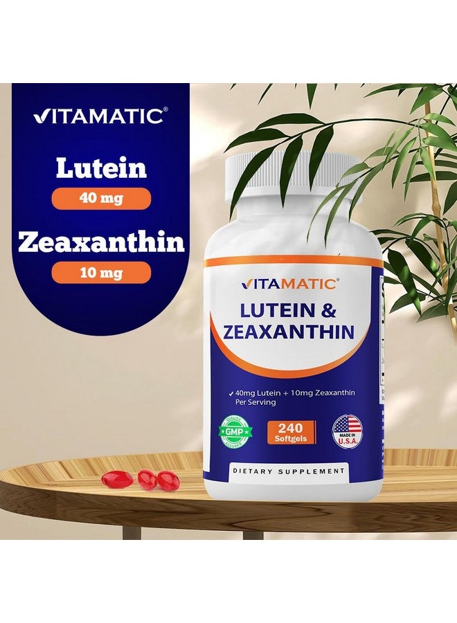 Vitamatic Lutein 40mg with Zeaxanthin 10mg, Eye Health Support Supplement, 240 Softgels - Image 4