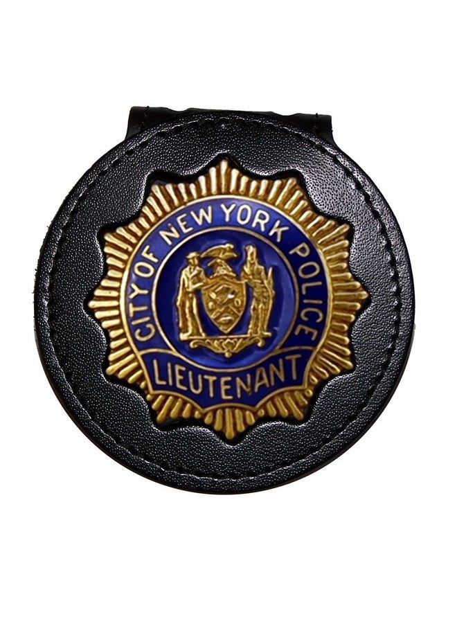 Nypd Lt Or Ny Dept Of Corrections Belt Clip Badge Holder With Pocket And Chain (Cutout Pf27, Height 2.2 Inches)