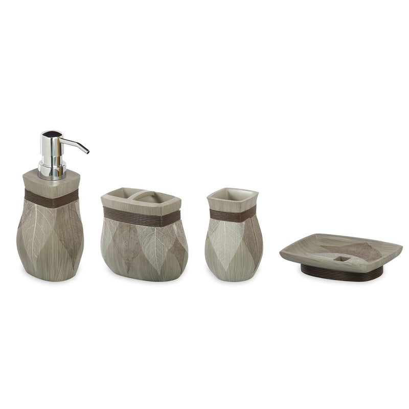 Obsessions Polyresin 4 Pcs Bathroom Set_Brown - Image 1