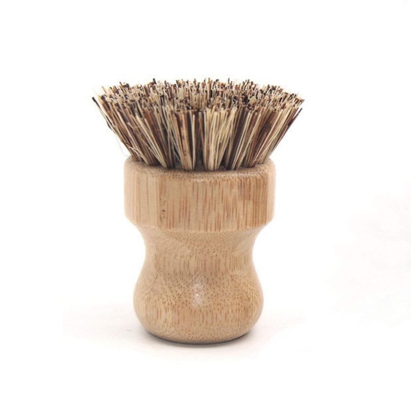 Natural Sisal Dish Washing Brush Bamboo Round Scrub Brush Pots Pans Vegetables Household Cleaning Brush Palm
