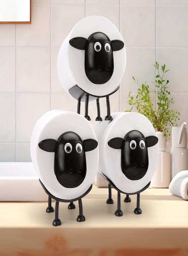 أوساويك غنم حامل دحرجة ورق، حامل تخزين ورق مناديل، حامل دحرجة غنم أسود مطبوع ثلاثي الأبعاد، سلة جبل حائط منديل للحمام، هدية من البيت الأبيض وديكر الحمام - Image 2