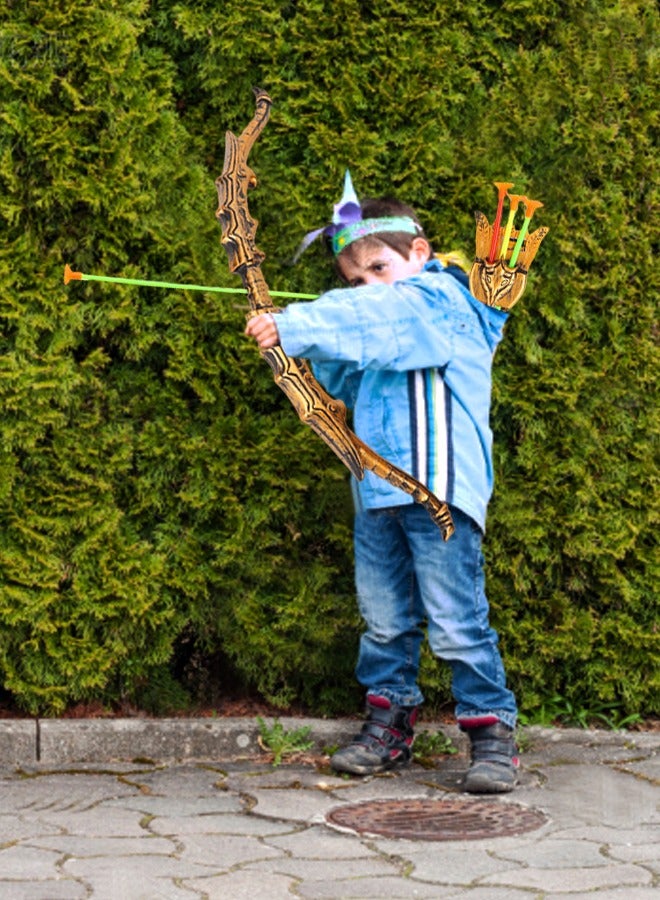 GROIC 4 قطع برونزية محاكاة للأطفال القوس والسهم القتالية نموذج مجموعة لعبة فارس القرون الوسطى البدلة للأطفال تاثيري لعب الأدوار واللباس التظاهر اللعب - Image 3