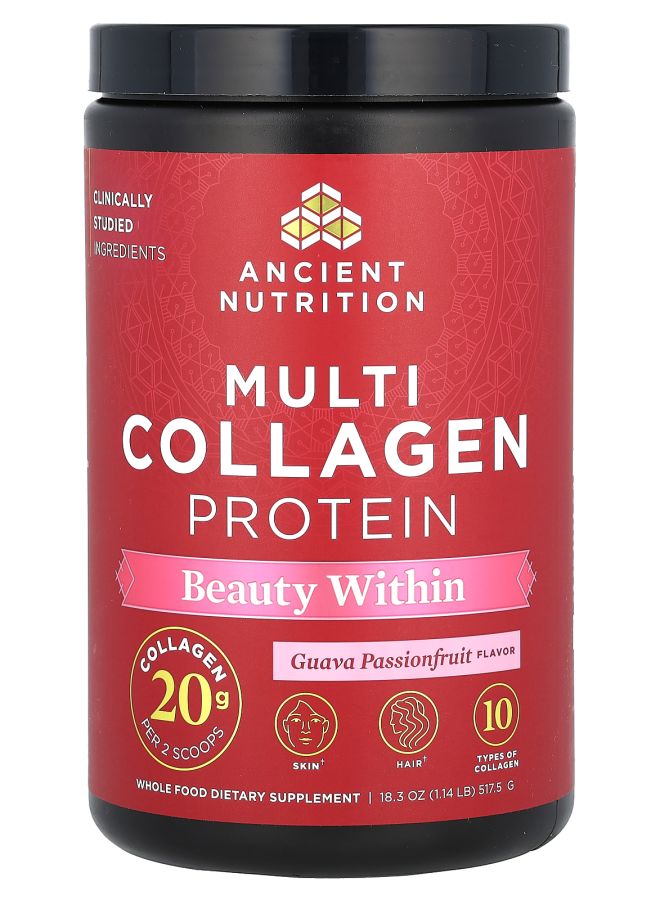 Ancient Nutrition Multi Collagen Protein Beauty Within Guava Passionfruit 1.14 lb (517.5 g)